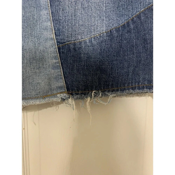 Ashley Stewart Patchwork Denim Raw Hem Plus Size Skirt 18W Boho Y2K Retro (O27) - Picture 5 of 9